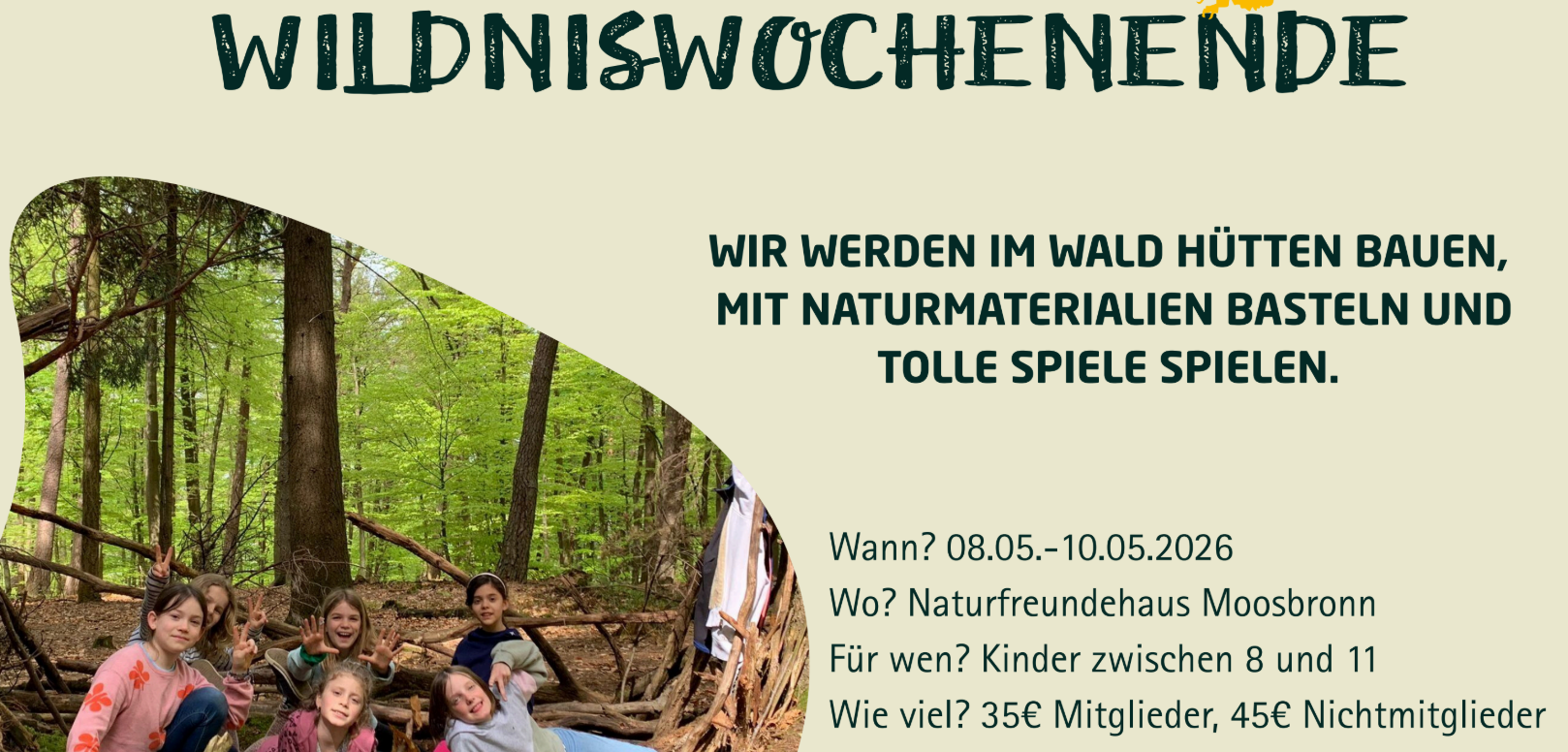 Wald- und Wildniswochenende für Kinder (8.-10. Mai 2026)